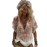 3D Printed Autumn Temperament Elegant New Imitation Of The Shoulder Short-Sleeved Top