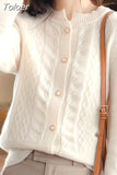 Coat Women Autumn Winter Lazy Style Harajuku Simple Korean Retro O Neck Knitted Cardigan Chic Fashion Basic