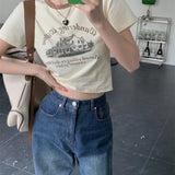 Toloer Print Short Sleeve T-Shirt Women's Color Round Collar Bottom Shirt 2024 Summer Hot Girl Short Student