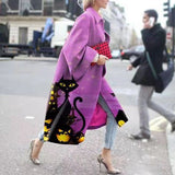 Spring And Autumn Wishebay Long Horn Sleeve Coat Print Loose Wind Coat