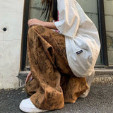Retro Printed Flowers Corduroy Pants-Outfit