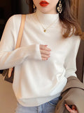 Milk Sweater Women Wear Semi-High Collar Knitted Bottomed Sweater In Autumn And Winter, A New 2023 Soft Top Inside-Outfit