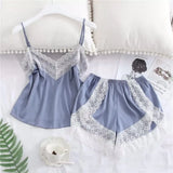 Explosion Pajamas Simulation Silk Two-Piece Pajamas Large-Size Home Underwear Pajamas