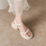 Toloer Tall Heel Sandals Female Summer 2024 New Fashion Fashion With Skirt French Thick Heel Thick Bottom Roman Shoes-Outfit
