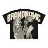 Harajuku Style T-Shirt Men's Hip-Hop Gothic Large Pattern Printed Punk Short-Sleeved Casual T-Shirt-Outfit