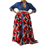 Spring Summer New Women's Dress Denim Woven Stripe Print