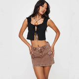 Summer New Waterwash Temperament Elegant Denim Mini Skirt Half-Dress