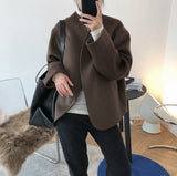 Short Woolen Suit Coat Women Winter Non-Mainstream Wool Circular Lower Hem Cocoon Wool Coat