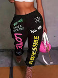 Women's New Printing Fashion Loose Waist Sports Pants Harlan Pants