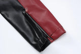 Contrast Pu Leather Cropped Moto Jacket-Outfit