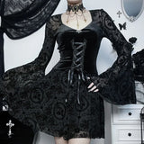 Summer New Fashion Temperament Elegant Slim Long Dress Retro Dark Flocking Large-Sleeved Dress Woman-Outfit