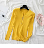 Zipper Pullover Knitted Sweaters O Neck Striped Long Sleeve Sweaters Woman Tops Slim Casual Soft Jumper Pull Femme