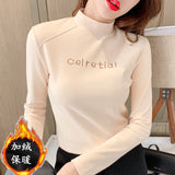 Toloer Velvet Warm Half High Collar Bottom Shirt Female Autumn And Winter Inside The Versatile 2023 New Long-Sleeved T-Shirt Female Jacket Foreign