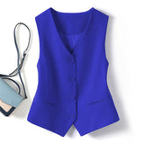 V-Neck Small Suit Vest Women With Retro Short Folded Oversleeping Vest Sleeveless Shoulder
