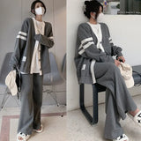 Sports Suit Women's Spring New 2022 Lazy Style Cardigan Sweater Jacket Wide Leg Straight Pants Two-piece Women's