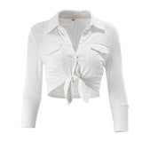 Toloer Wear With Sweet And Spicy Wind Minimalist Long Sleeve Pure Desire Top Trend Street Kink Casual Versatile Shirt Girl-Outfit
