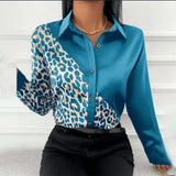 Patchwork Casual Shirt Blouse Woman Autumn Fashion Button Long Sleeve Shirts For Women 2023 White Print Office Top Femme-Outfit