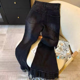 Tie Jeans Women Autumn New Retro Loose Broad Legs Drag Long Pants