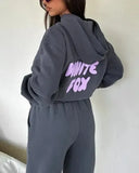 Piece Sets Women Autumn Winter 2023 Hoodies Loose Casual Full Sleeve Sweatshirts Print Letter Elastic Waist Long Pants Sets-Outfit