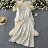 Toloer Wind Wear Take Female Korean Department Lazy Wind Loose Versatile Long-Sleeved Knit High Waist Big Swing Sweater