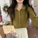 Sense Of The Small V-Neck Long-Sleeved Knitted Shirt Women's Autumn And Winter New Half-Opened Collared Blouse Bottom