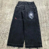 Year's New Skeleton Embroidered Jeans For Men's Casual Street Style Korean Version Of The Trend Is Loose-Outfit