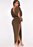 Elegant Sleeveless Ruched Split Irregular Party Dress 703-0-Outfit