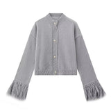 Autumn And Winter New Women's Elegant Temperament Red Feather Design Knitted Cardigan