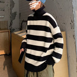 Striped Sweater Autumn Casual O-neck Oversized Knitted Sweater Vintage Winter Warm Loose Unisex Female Pullover