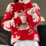 Toloer Of The Dragon This Year Lady Sweater 2024 Spring Festival New Towel Embroidered Jacquard Bottom Shirt Gentle Wind Short Jacket-Outfit