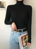 High Neck Jumper Knit Top-Outfit