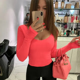 Neon Bodysuit Women Long Sleeve Bodycon Sexy 2023 Autumn Winter Streetwear Club Party Outfits Casual Female Clothing 1028-1-Outfit