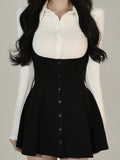 Sexy Party Dress Women Vintage Designer Chic Mini Dress Casual Korean Fashion High Waist Strap Dress Summer 2023 New 1028-0-Outfit