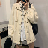 2022 Autumn Winter New Coat Long Sleeve Retro Women Jacket Korean Harajuku Streetwear Gothic Jackets Windbreaker Clothes