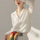 Toloer Temperament White Shirt Long-Sleeved Spring And Autumn New Unique Fashion Beautiful Shirt Early Autumn Women's Chiffon