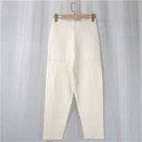 Women Knitted High Waist Harem Trousers Solid Pants Female Casual Warm Harem