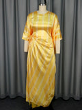 Casual Loose Round Collar Long Dresses Fashion High Waist Straight Pants Two-Piece