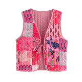 Literary Retro Wearing Waist Vest Vest Printed Tie Cotton