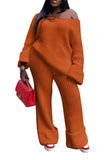 Toloer New Women's Wear Casual Solid Color Loose Knit Suit-Outfit