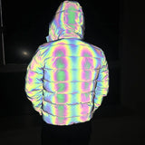 2024 Winter Clothing New Dazzling Color Reflective Cotton-Padded Clothes Thick Warm Coat Men And Women's Night Light Cotton-Padded Clothes Fashion-Outfit