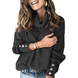 Toloer Solid Color Sweater, Loose Turtleneck Sweater, Women's