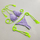 Toloer Female Hot Girl Bikini Split Sexy Triangle Double Sided Collision Color Beach Bikini Swimsuit Three Point