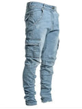 New Elastic Jeans Men's Side Pocket Slim Foot Skinny