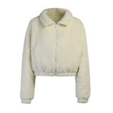 Beyouare Winter Lamb Wool Coat Cotton Fleece Shaggy Warm Women Jacket Oversized Overcoat Short Outerwear Solid Zipper Coat