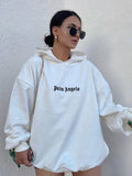 Letter-Print Hooded Hooded Loose Version Of Multi-Color Lazy Trend Trend High Street Tide