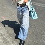 Washing Hole Banana Trousers Summer New Street Leisure High Street Trend Loose Jeans Long Trousers Girl-Outfit