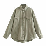 Aachoae Women Solid Color Cotton Oversized Jacket Coats Batwing Sleeve Turn Down Collar Outerwear Female Fashion Autumn