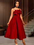 Sling Three-Dimensional Floral Dress Banquet High-Waist A-Word Swing Pony Dress