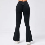 Toloer Legs Tight Naked Feeling Lift Hip Yoga Bell Bottom Pants Dance High Waist Micro La Fitness Sports Pants 9190-Outfit