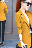 Women's Spring Autumn Temperament Solid Color Korean Style Elegant Fashion Office Work Business Blazer Chic Tops